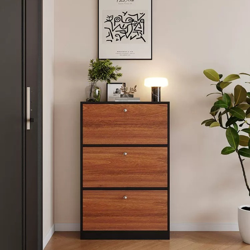 Shoe Rack Cabinet Narrow Entryway - Black Small Shoe Cabinet Drawers Entryway