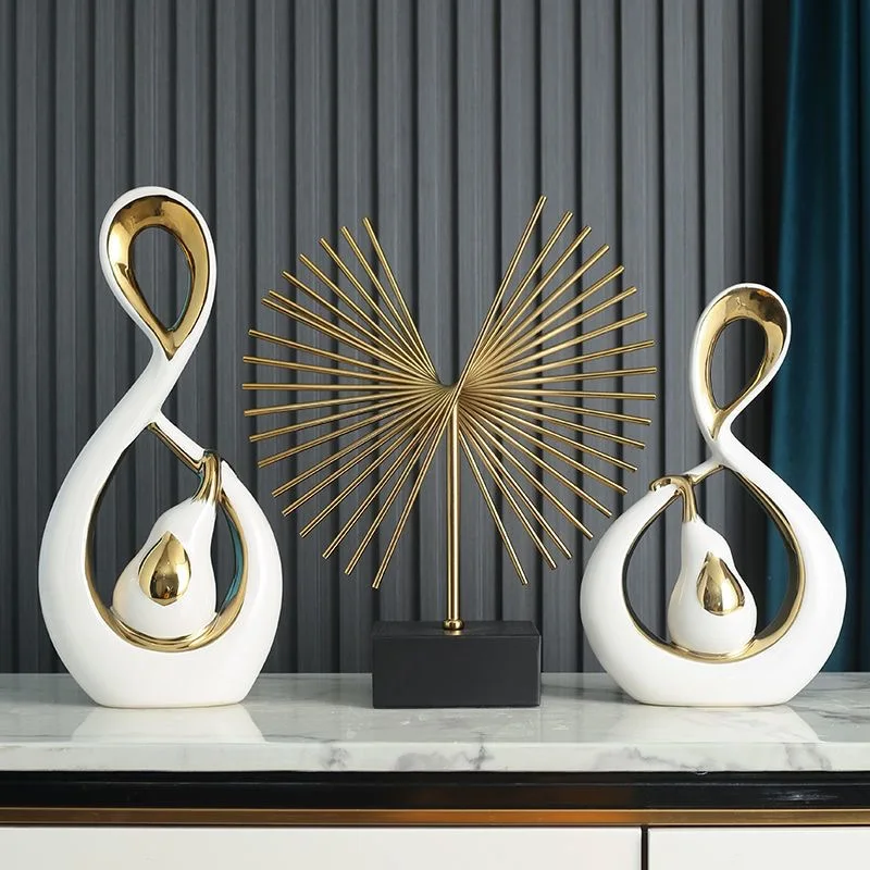 Office Furniture - Modern Couple Elephant Ceramic Ornaments Wedding