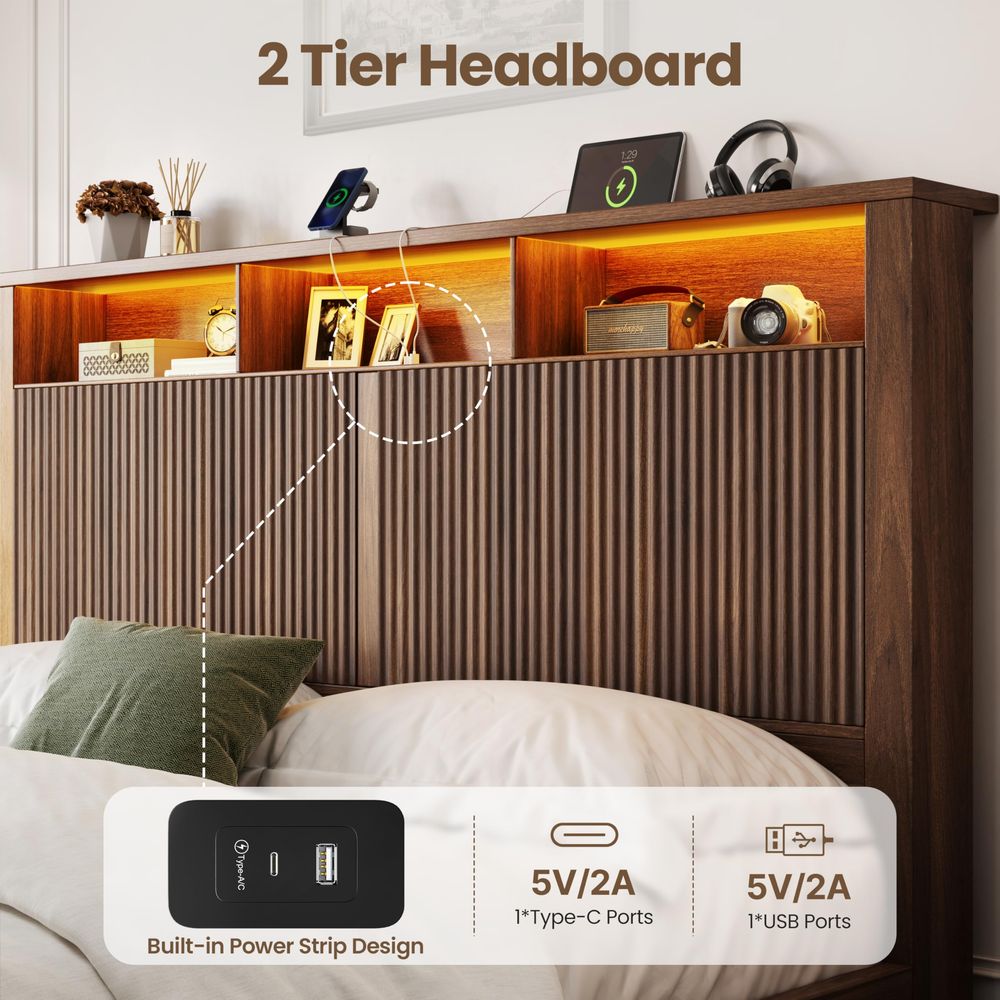 King Size Bed Frame and Headbo - огляд і ціна King Size Bed Frame With Storage Drawers