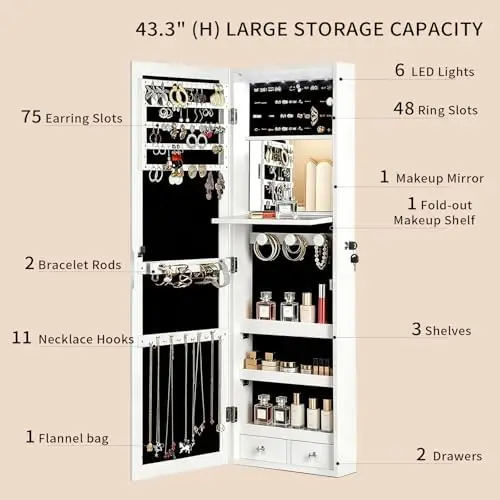 with Full Length Mirror, 6 Aut - огляд і ціна Full Length Mirror Jewelry Armoire