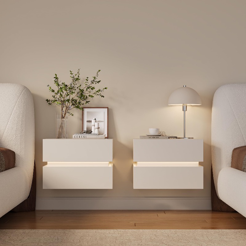 Set of 2 Floating Nightstands  - огляд і ціна Floating Nightstand With Led Light