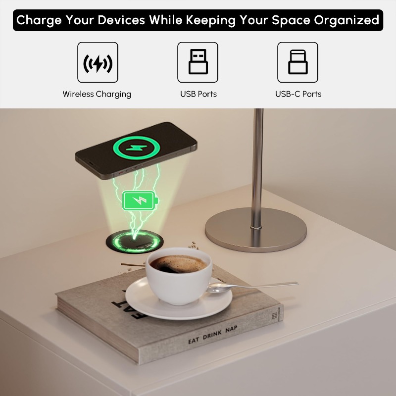 Set of 2 Floating Nightstands  - огляд і ціна Floating Nightstand With Led Light