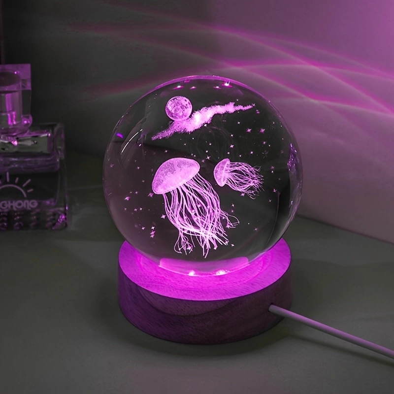 3D Jellyfish Laser engraved cr - огляд і ціна Floating Nightstand With Led Light