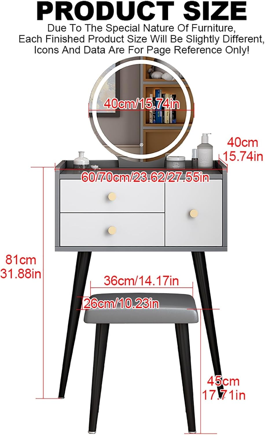 Wooden Makeup Desk with Cushio - огляд і ціна Dressing Table Vanity With Lighted Mirror