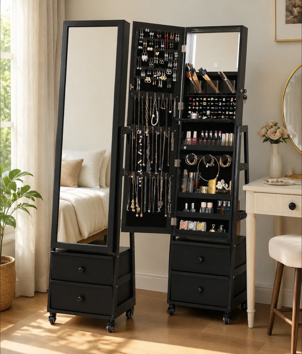 Lockable Standing Jewelry Armo - огляд і ціна Full Length Mirror Jewelry Armoire