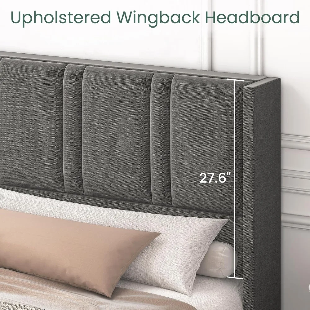 King Size Linen Upholstered Pl - огляд і ціна King Size Bed Frame With Storage Drawers