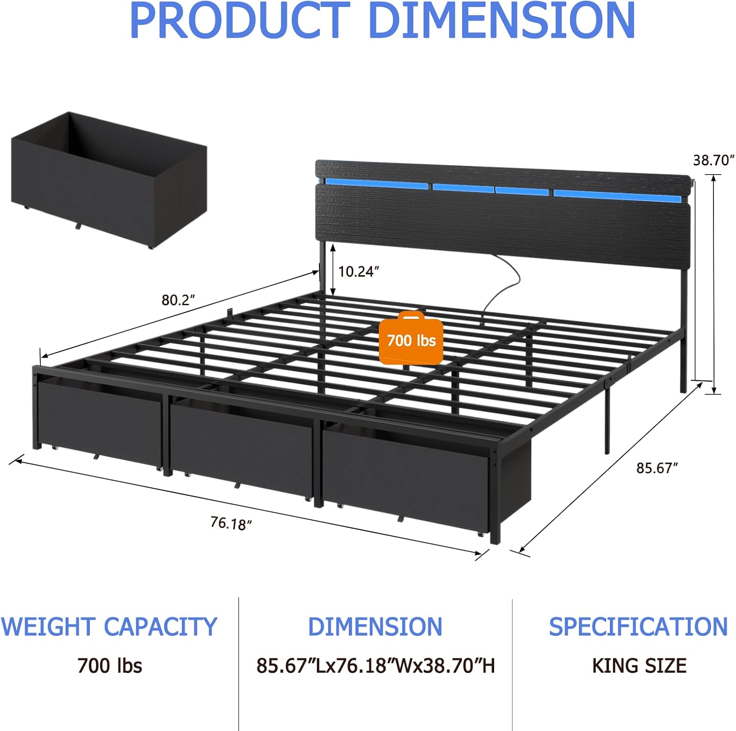 Forestell King Size Bed Frame  - огляд і ціна King Size Bed Frame With Storage Drawers