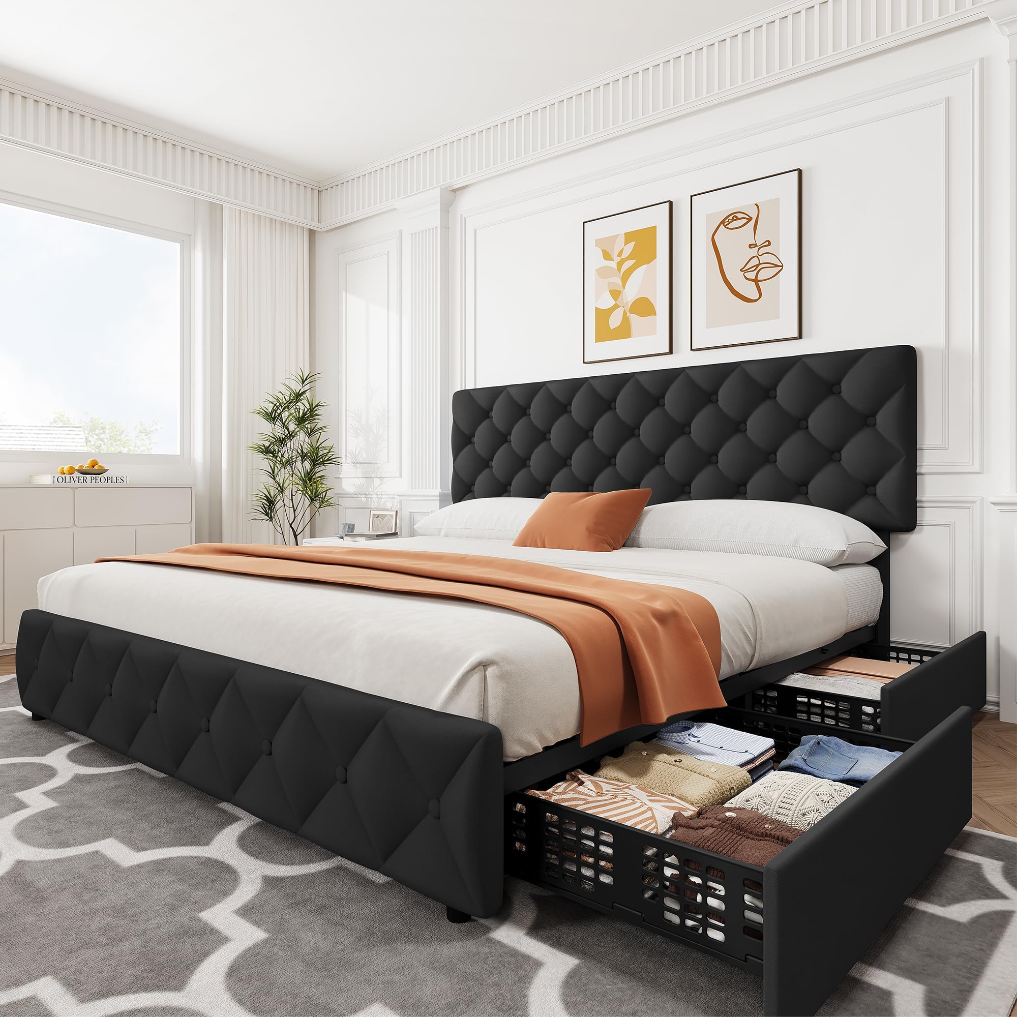 King Size Bed Frame with 4 Sto - огляд і ціна King Size Bed Frame With Storage Drawers