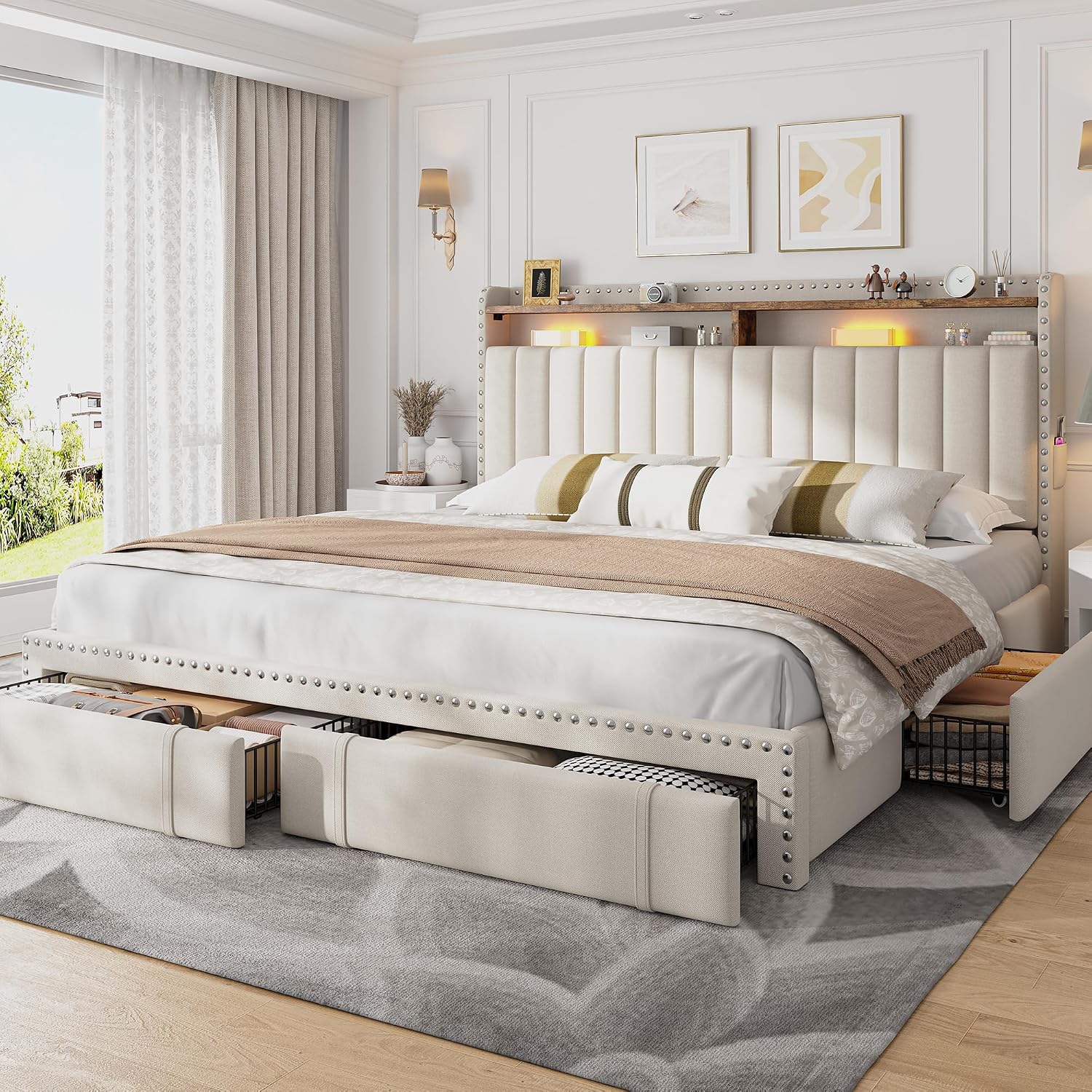 King Size Bed Frame 4 Storage  - огляд і ціна King Size Bed Frame With Storage Drawers