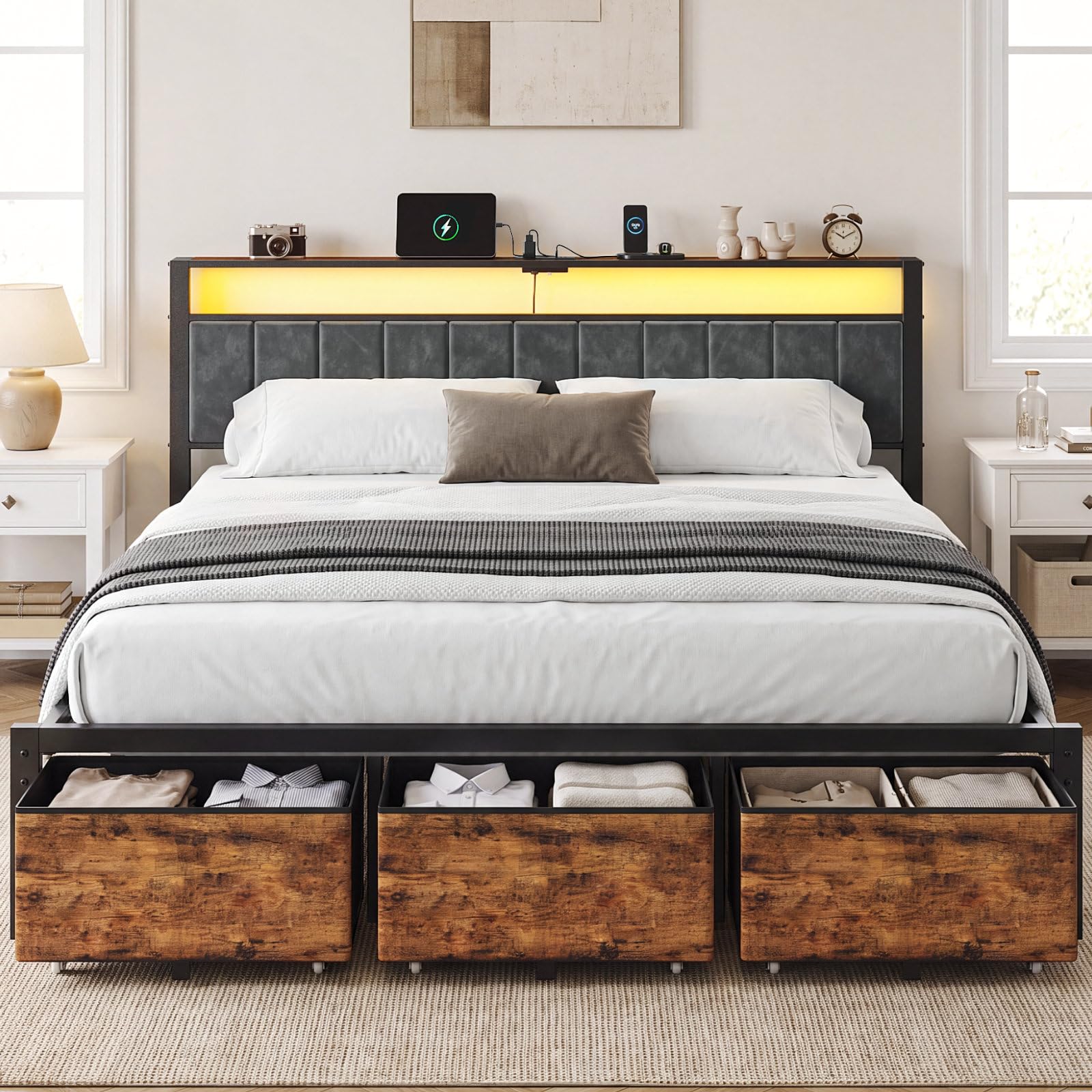 King Size Bed Frame with Stora - огляд і ціна King Size Bed Frame With Storage Drawers