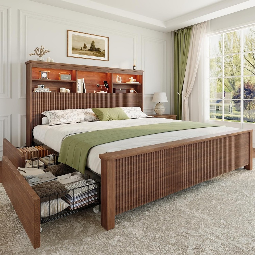 King Size Bed Frame with 4 Sto - огляд і ціна King Size Bed Frame With Storage Drawers