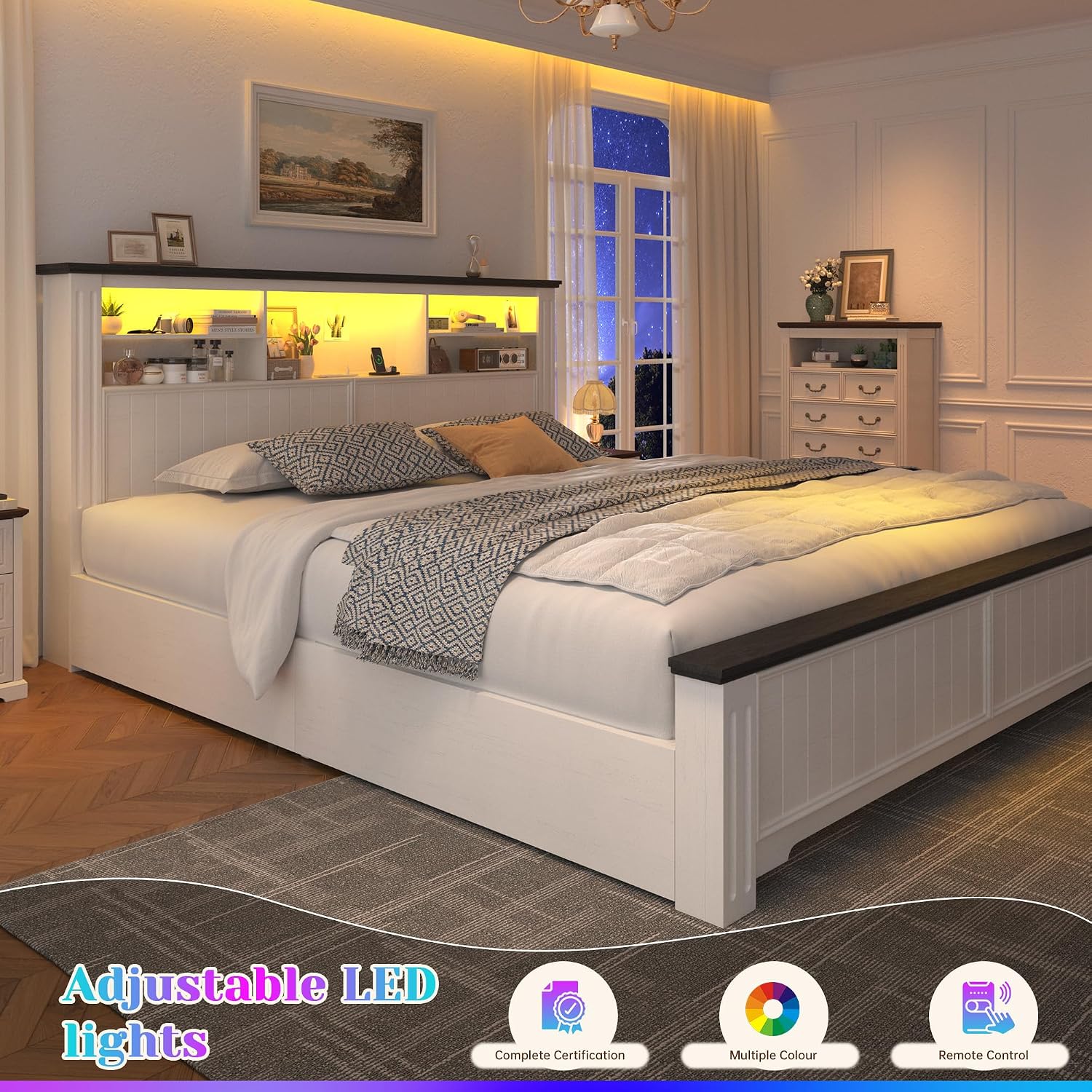 King Size Bed Frame and Headbo - огляд і ціна King Size Bed Frame With Storage Drawers