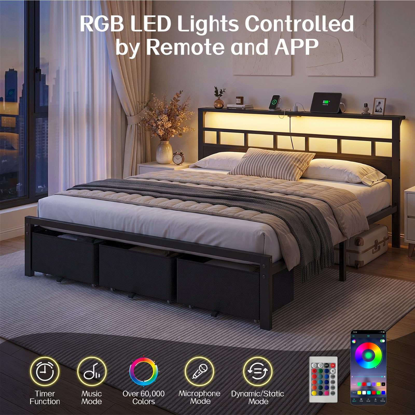 King Size Bed Frame with 3 Sto - огляд і ціна King Size Bed Frame With Storage Drawers