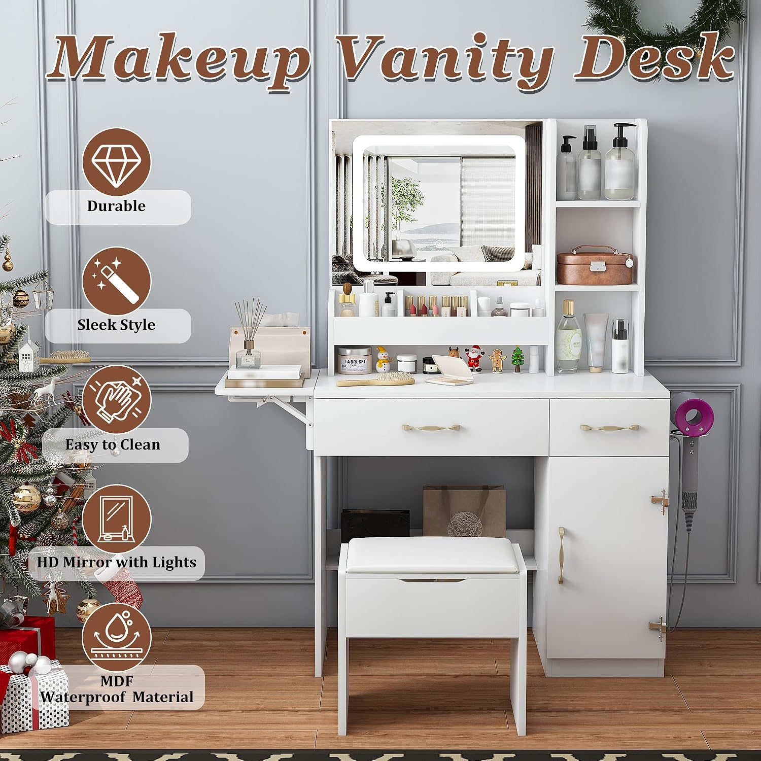 Vanity Desk with LED Mirror Li - огляд і ціна Dressing Table Vanity With Lighted Mirror