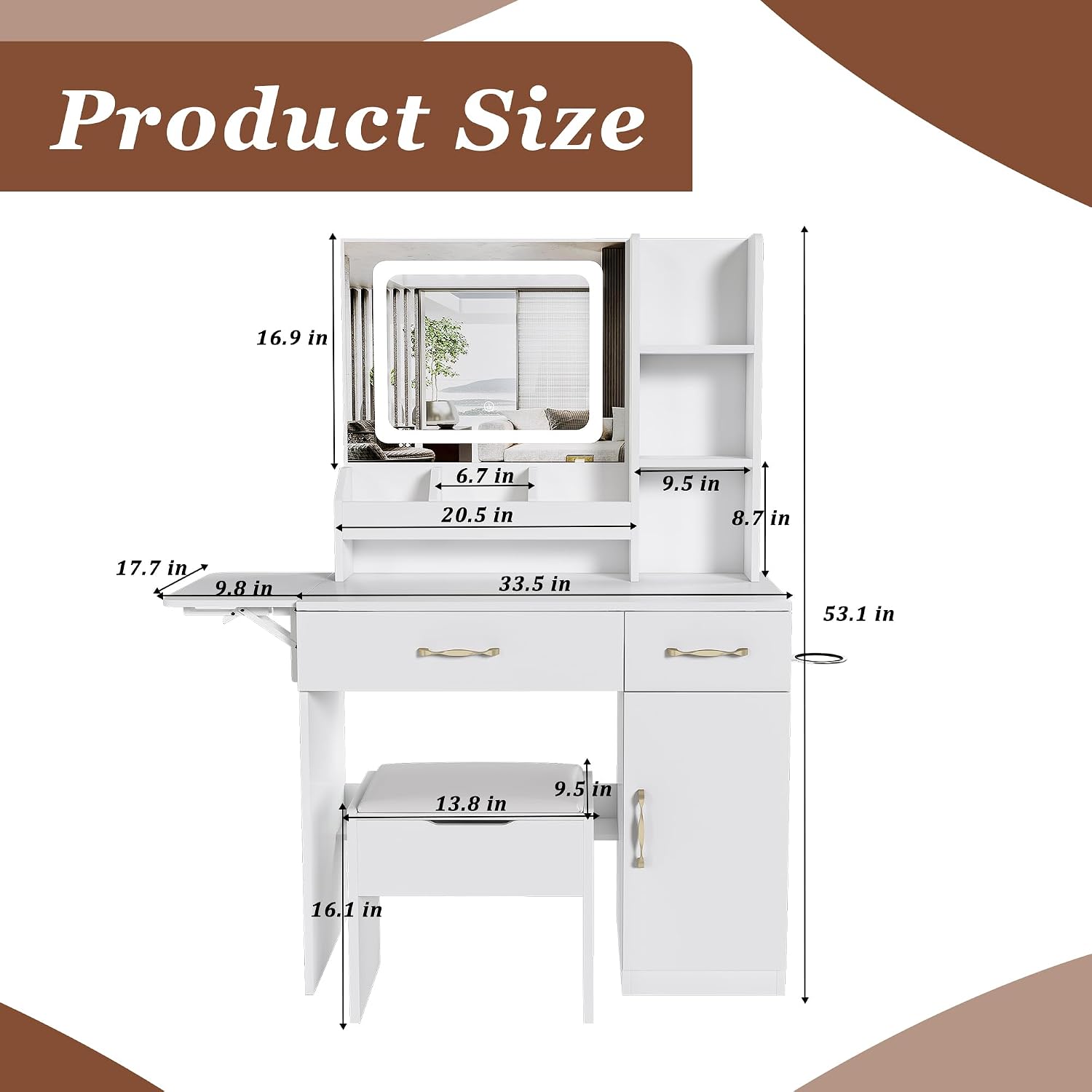 Vanity Desk with LED Mirror Li - огляд і ціна Dressing Table Vanity With Lighted Mirror